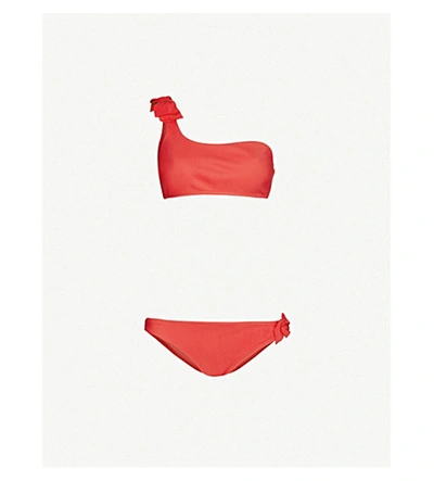 Zimmermann Zinnia One-shoulder Bikini In Scarlet