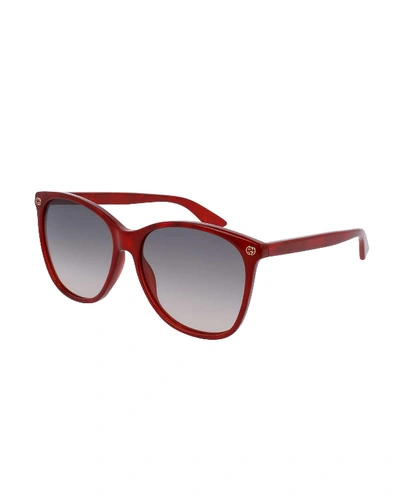 Gucci Round Acetate Sunglasses In Red