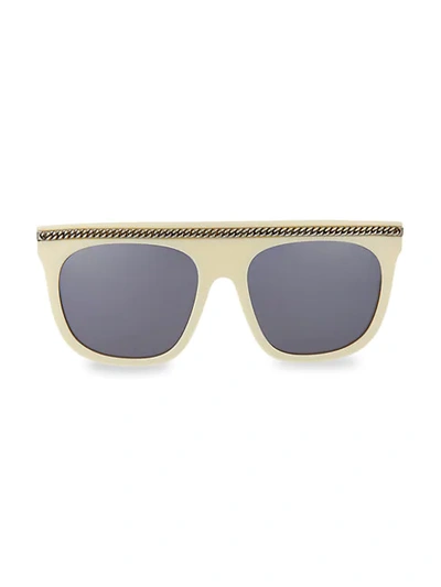 Stella Mccartney Flat Top 55mm Chain Sunglasses In White