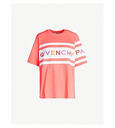 Givenchy Brand-embroidered Cotton-blend Jersey T-shirt In Pink