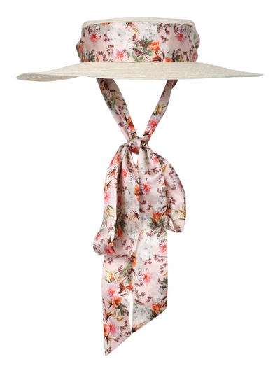 Gigi Burris Millinery X Markarian Floral Print Straw Boater Hat In Pink