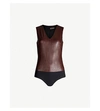 Commando V-neck Faux-leather Body In Oxblood