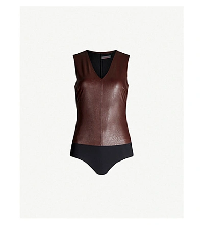 Commando V-neck Faux-leather Body In Oxblood