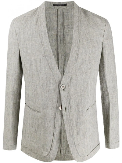 Emporio Armani Fitted Tweed Jacket In Grey