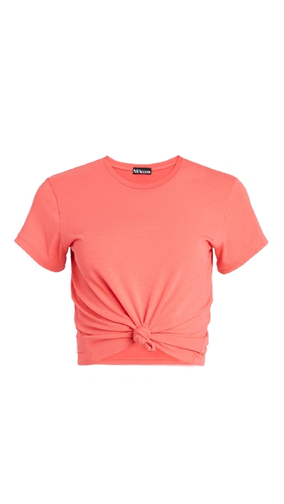 All Access Knot Front Tee In Hot Coral