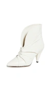 Isabel Marant Lasteen Ruched Leather Ankle Boots In White