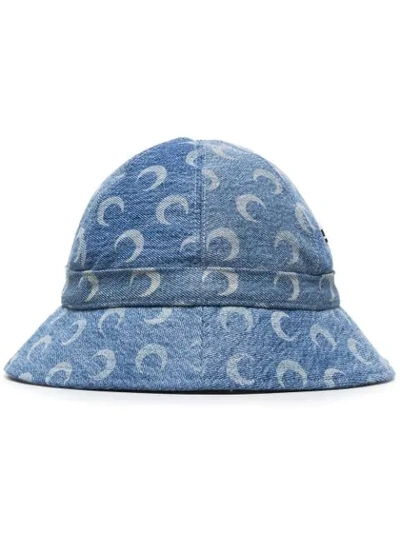 Marine Serre Blue Denim Moon Logo Bob Hat