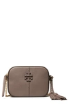 Tory Burch Mcgraw Leather Camera Bag In Silver Maple