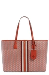 Tory Burch Gemini Link Coated Canvas Tote In Canyon Orange Gemini Link