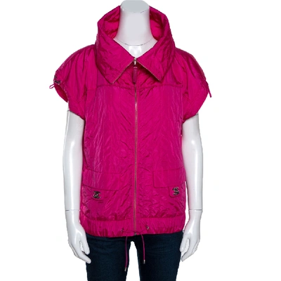 Pre-owned Chanel Pink Nylon Zip Front Vest M