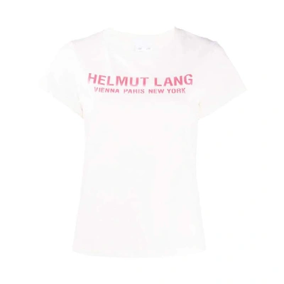 Helmut Lang Designer Logo Cotton T-shirt In White