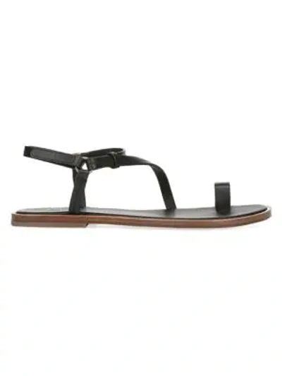 Vince Perrigan Leather Toe Strap Sandals In Black