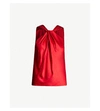 Theory Twisted Sleeveless Silk-satin Top In Bright Ruby Wvp