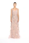 MARCHESA V NECKLINE TULLE A-LINE GOWN,SS20-9804-6-1