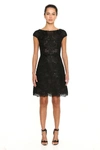 MARCHESA CAP SLEEVE RE-EMBROIDERED BEADED LACE COCKTAIL,SS20-9911-8-1