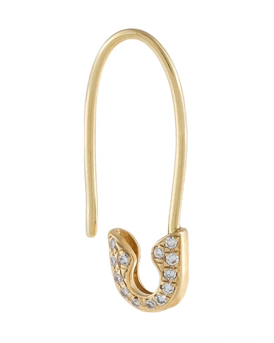 Adinas Jewels Diamond Dainty Safety Pin Earring, Single In 14k Gold