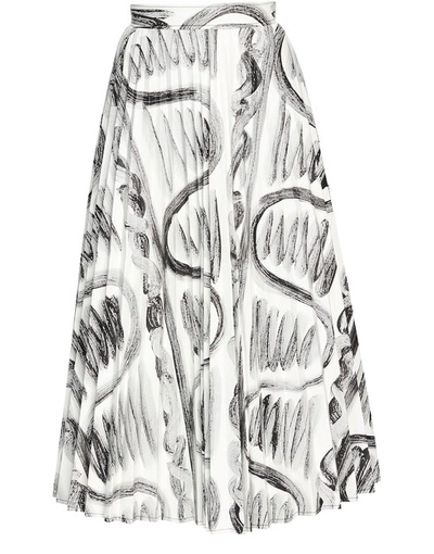 Thebe Magugu Cave Drawing Pleated Skirt In White Black