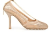 Bottega Veneta 90mm Stretch Mesh & Leather Pumps In Beige