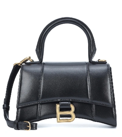 Balenciaga Hourglass Xs Leather Crossbody Bag In Black