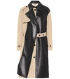 ROKH LEATHER AND COTTON TRENCH COAT,P00458867