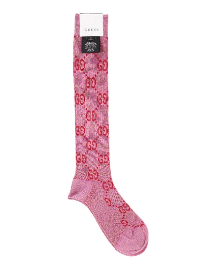 Gucci Pink Lurex Sock In Rosa