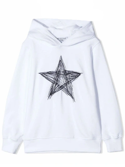 Neil Barrett Kids' Scribble Star Print Hoodie In White