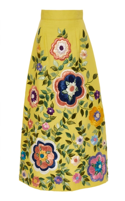 Alexis Ophelit Embroidered Floral Skirt In Yellow