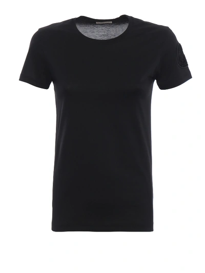 Moncler Black T-shirt With Velvet  Patch