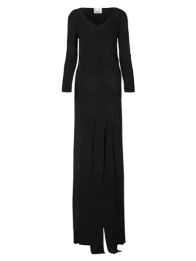 Burberry Long-sleeve Panelled Knit Gown In Black