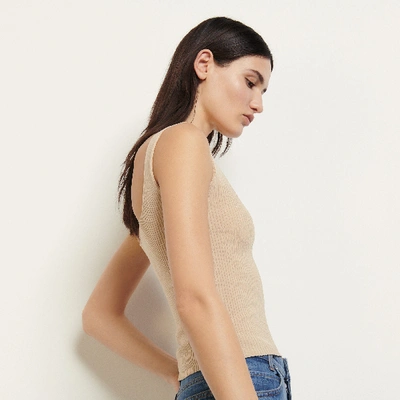Sandro Ribbed Knit Cropped Vest Top In Beige