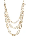 IPPOLITA 18K YELLOW GOLD & 10MM ROUND PEARL CHAIN LAYERED NECKLACE,0400011946310