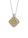 SAKS FIFTH AVENUE 18K TWO-TONE GOLD, NATURAL YELLOW DIAMOND & WHITE DIAMOND PENDANT NECKLACE,0400012658769
