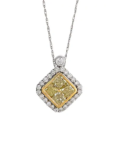 Saks Fifth Avenue 18k Two-tone Gold, Natural Yellow Diamond & White Diamond Pendant Necklace