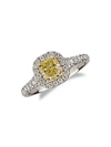 Saks Fifth Avenue Natural Intense 18k White Gold & Natural Yellow Center Diamond Ring