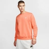 Nike Men's Sportswear Club Fleece Crewneck Sweatshirt In Orange