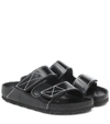 Proenza Schouler + Birkenstock Arizona Topstitched Glossed-leather Sandals In Black