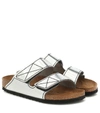 Proenza Schouler + Birkenstock Arizona Topstitched Metallic Leather Sandals In Silver
