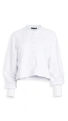 Marissa Webb So Uptight French Terry Plunge Henley Sweatshirt In White