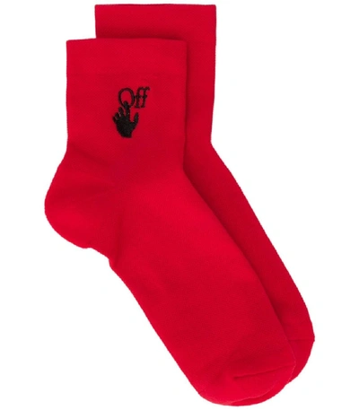 Off-white New Logo Ankle Socks In Red/ Black