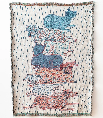 Olivia Wendel Cats And Dogs Totem Blanket In Multi
