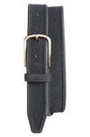 Johnston & Murphy Perforated Suede Belt In Navy