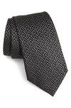Emporio Armani Geometric Silk Blend Tie In Black