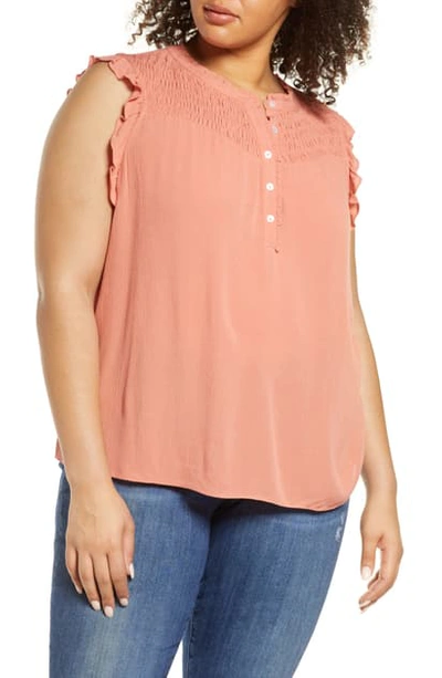 1.state Trendy Plus Size Smocked-yoke Top In Rmantcaprct