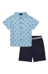 ANDY & EVAN SHARK PRINT BUTTON-UP SHIRT & SHORTS SET,S20ST26572A