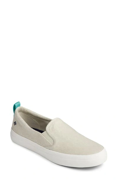 Sperry Crest Twin Gore Slip-on Sneaker In White Washed Twill Fabric