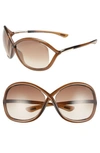 Tom Ford 'whitney' 64mm Open Side Sunglasses - Dark Brown In Dark Brown