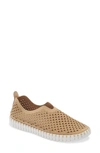 Ilse Jacobsen Tulip 139 Perforated Slip-on Sneaker In Latte Beige Fabric
