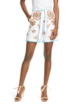 ALL THINGS MOCHI EMBROIDERED BELTED SHORTS,FOR1402