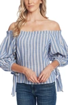 CECE STRIPE OFF THE SHOULDER BLOUSE,7020087