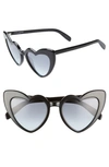 Saint Laurent Loulou 54mm Heart Sunglasses In Black Havana/ Black